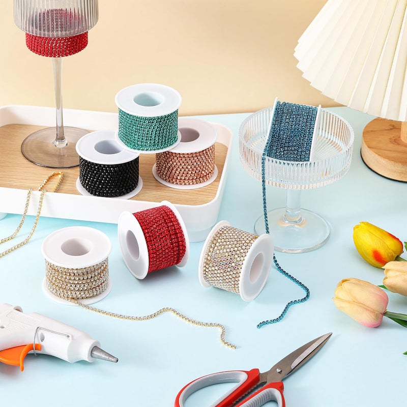 Rytenz 10 يارد 3 مم سلسلة زينة كريستال الراين للزينة، الحرف اليدوية، تزيين DIY، المجوهرات، الملابس، الأحذية (أحمر) - Image 5